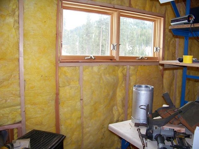 the front end wall is insulated and ready for osb.