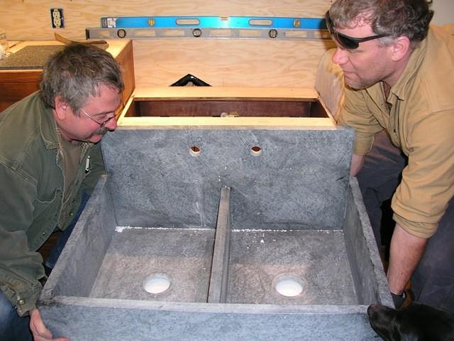 The sink is too heavy for two men to lift!