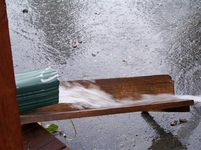 The gutters filled too fast, the runoff was too slow to drain them.