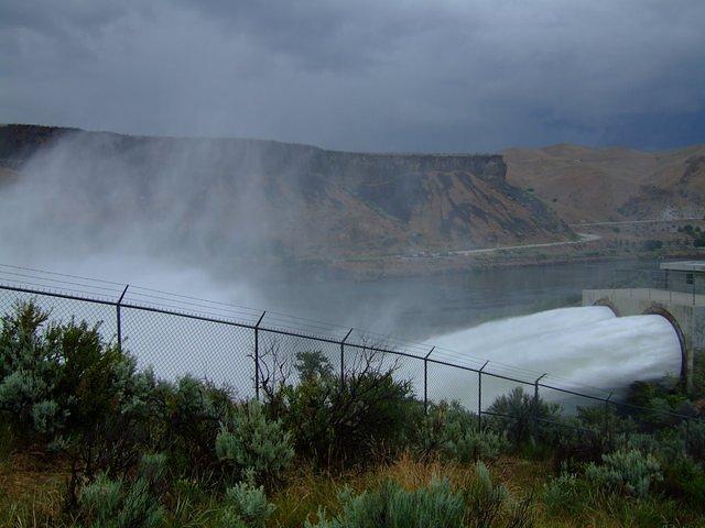 June 5, showing a different view of the discharge tubes. Also a storm is moving in. 