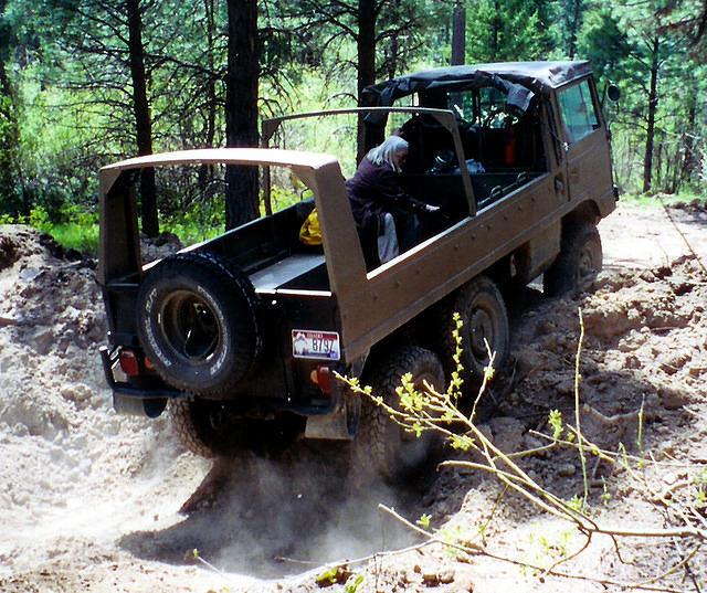 Curtis Driving Jack Shirley's Pinzgauer 6X6 over berm
