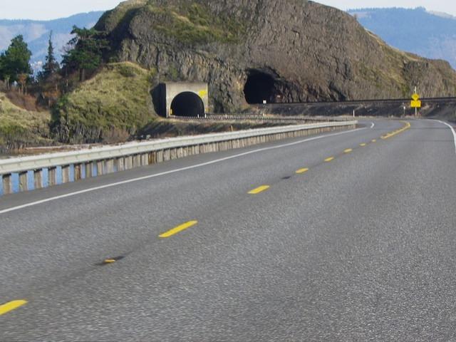 We ger to go through the modern one; trains have to use the old one.