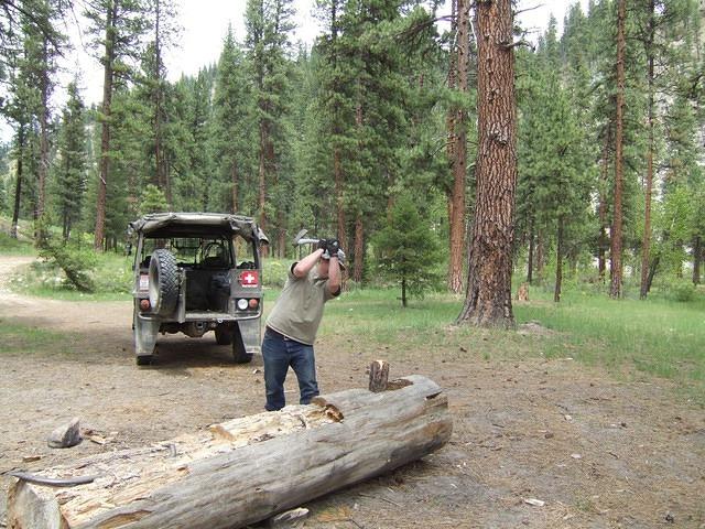 We all took our turns at splitting the logs.