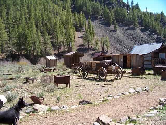 Close to the dredge is a mining ghost town. 