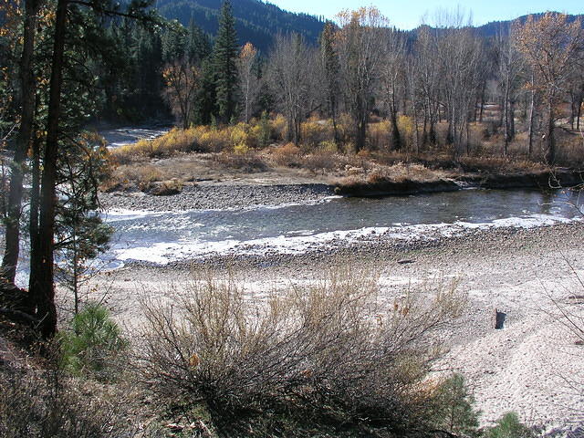 It is cold enough for a little ice on the river.