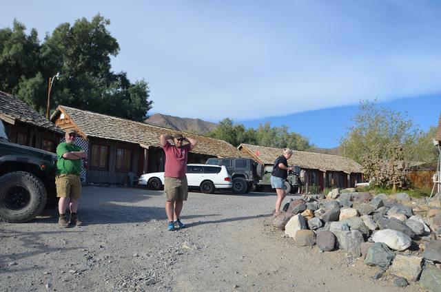 back home in Panamint Springs. Curtis, rick and Vicki relaxing after the long drive.