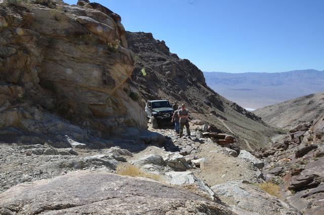 Coming to chicken rock. the guys check it out to see the best way to drive over it.