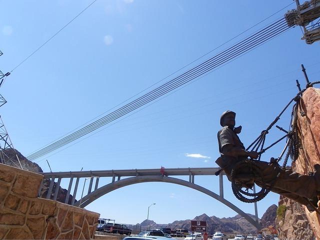 The new bridge over the river. It is much higher than the dam even.