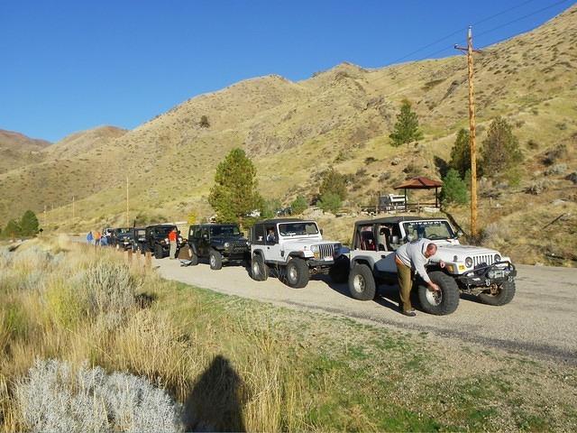 All lined up and ready to roll. Airing down the tires fo a smoother ride.