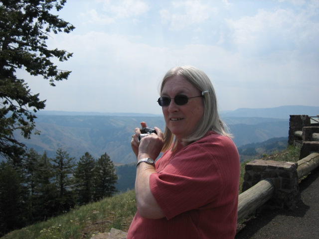 Jane taking pictures overlooking Hells Canyon, July 2008