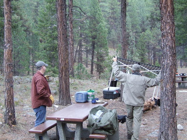 We are at the campsite unloading our gear.