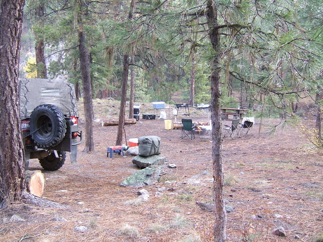 Packing up to leave.