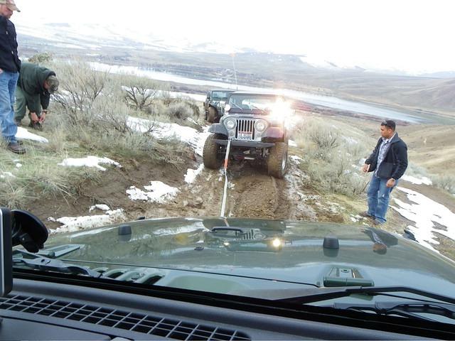 We turned around to pull him out and almost got stuck ourselves.