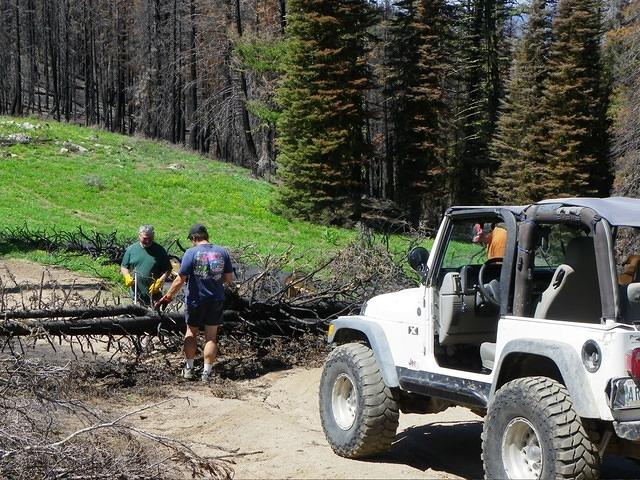 Curtis and Dave are using the increasingly dull  saws.