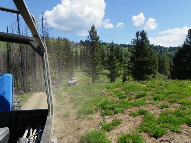 The dust is starting to blow. Stay far behind the vehicle in front!