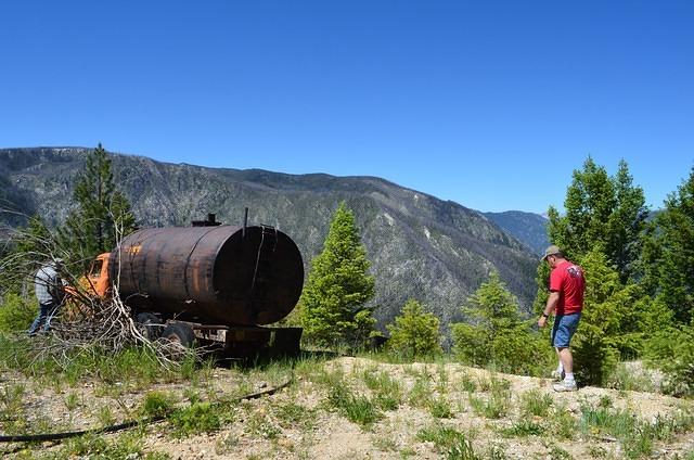 A tanker at the top of the hill. I guess it didn't pay to drive it down the hill.