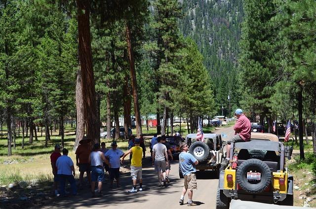 All lined up and waiting in the shade for the parade to start.