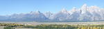 A panoramic shot of the Tetons.