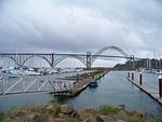 Bridge and harbor in Newport. Clouds are still forecasting more rain, drat!