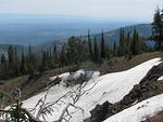 Even by us there is snow. The sky is hazy because of fires in California. It is still breathtaking tho.
