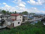 Some houses on the Columbia River in Portland, OR