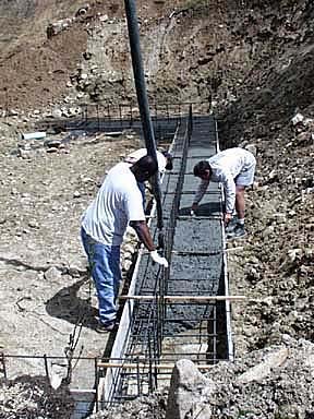 Pumbing Concrete into the Garage Footings