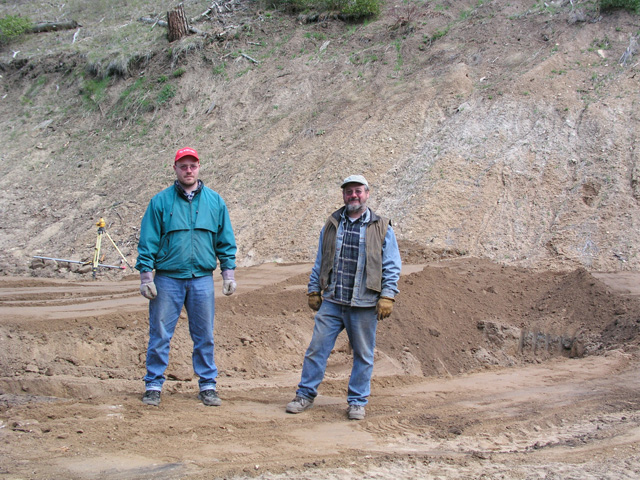 Mike visiting by future pond      